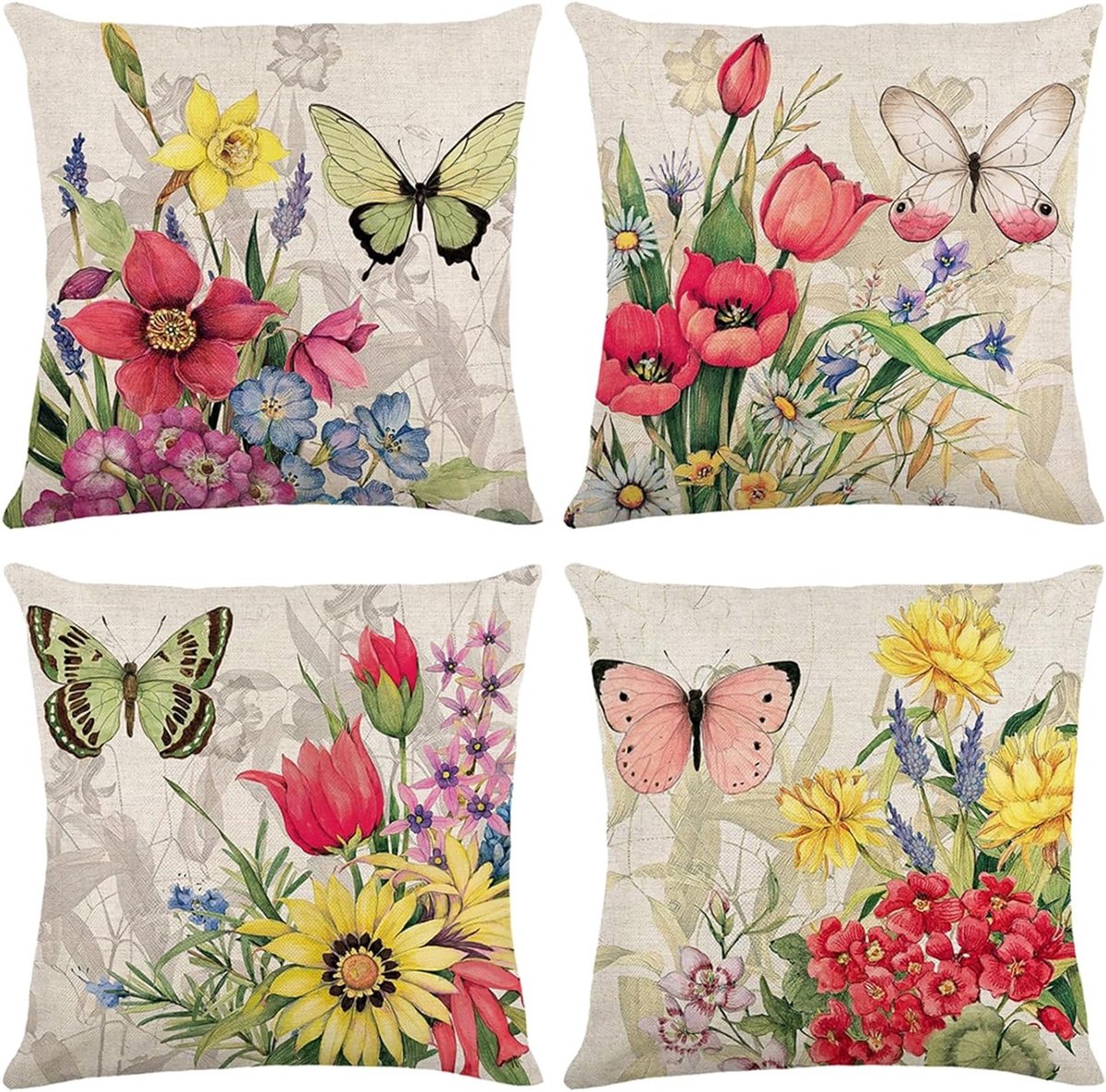 Moderne Decoratieve Kussenhoezen 45 x 45 cm - Set van 4 Kussens voor Bank en Slaapkamer, Perfect voor Binnen en Buiten