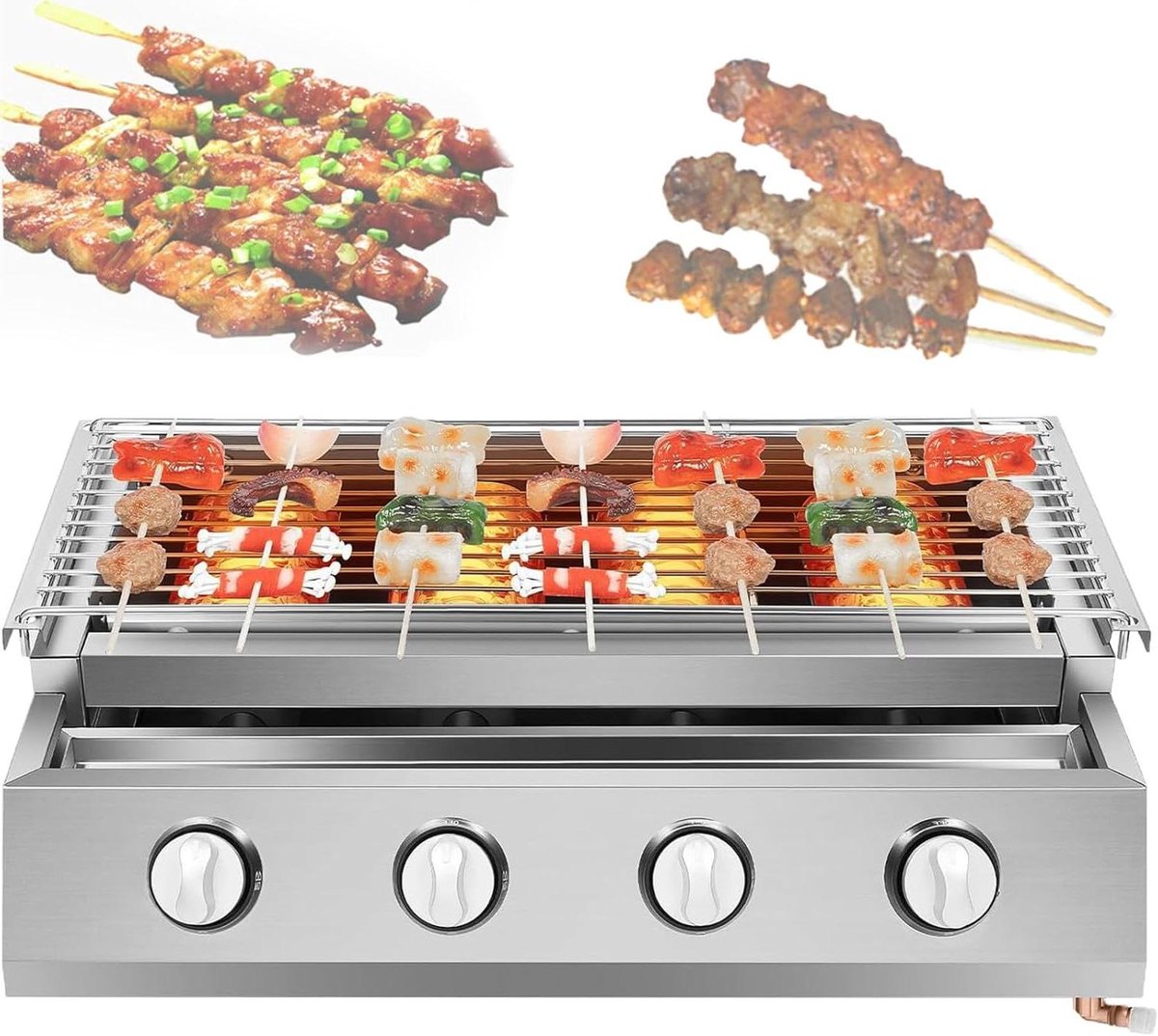 Tafelgrill - Gasbarbecue Bakplaat - Buiten Koken - Snelle Gelijkmatige Verwarming - Groot Kookoppervlak - Zilver