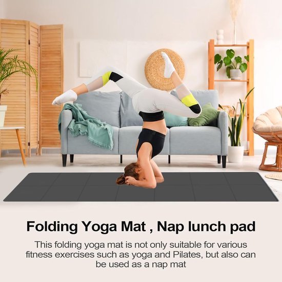Opvouwbare Yogamat - Reismat Fitness - Binnen en Buiten - Dubbelzijdig Antislip - 183 x 61 cm - Zwart — afbeelding 4