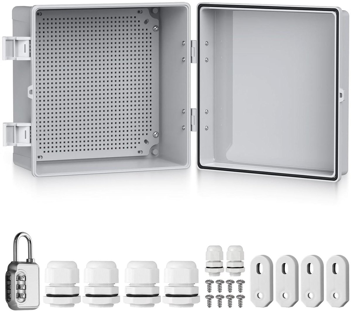 Waterproof verdeelkast - Junction box buiten - Stroomvoorziening buiten - IP67 waterdicht - 30x30x17 cm - Grijs