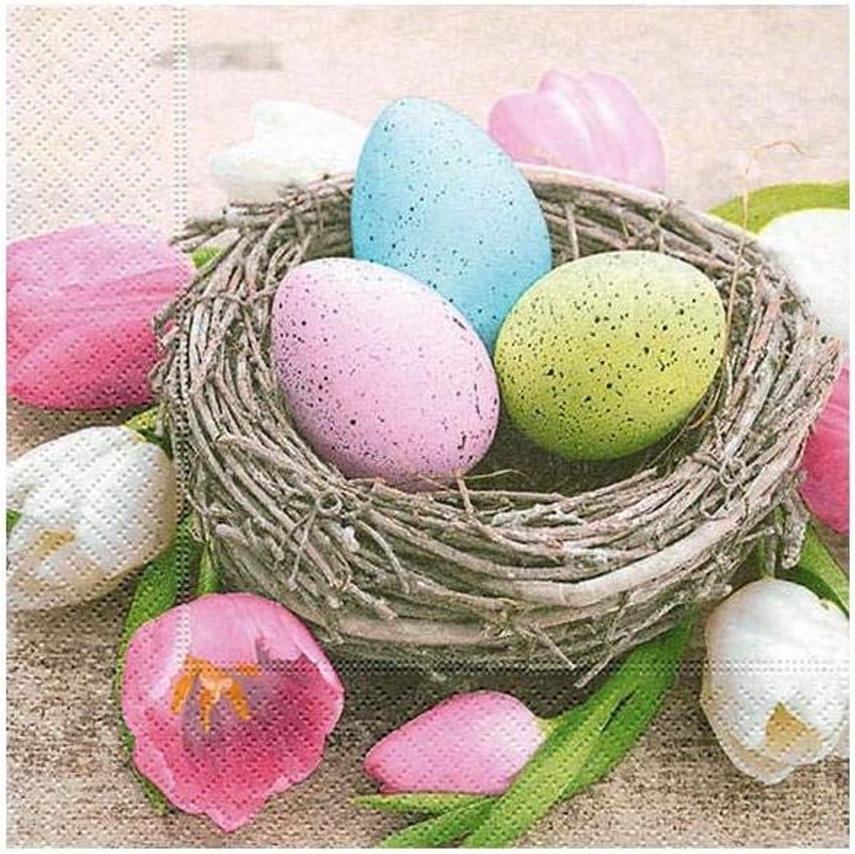 Paas Servetten - Nest Motief - Feestelijk Dekt - Vrolijk Design - 33x33cm 20 Stuks - Multicolor