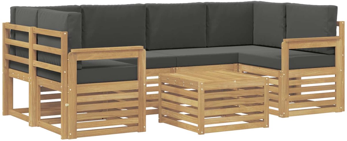vidaXL Buiten - bank - set - 7 - st - 6-zits - Wit - en - antracietkleurig - Polyester Wit en antracietkleurig