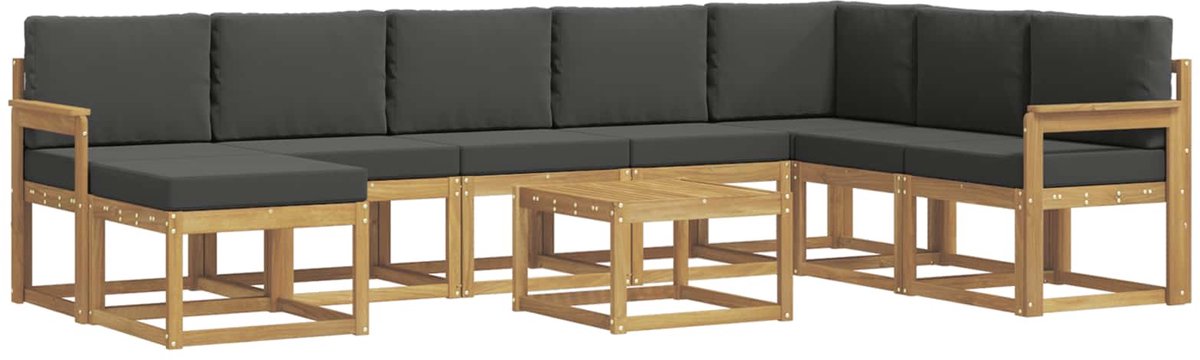 vidaXL Buiten - bank - set - 9 - st - 8-zits - Wit - en - antracietkleurig Wit en antracietkleurig