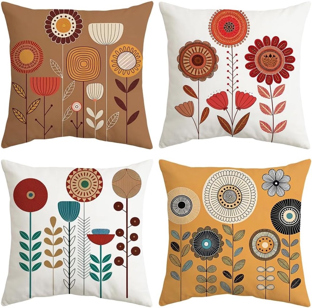 Set van 4 Moderne Kussenhoezen 45 x 45 cm voor Bank, Slaapkamer en Kantoor, Decoratieve Kussens