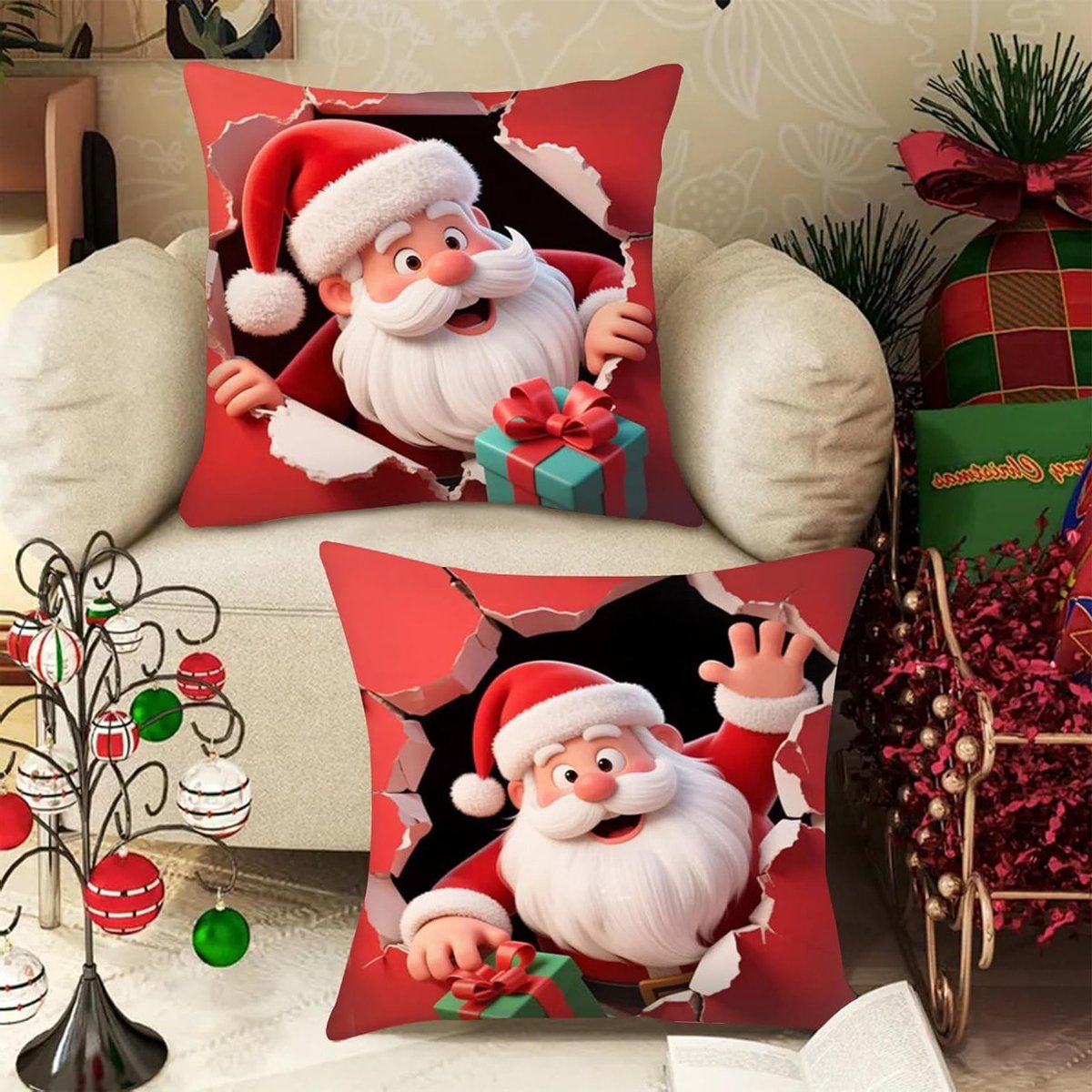 Cushion Covers 45 x 45 cm voor Kerstmis - Zachte Linnen Kussenslopen voor Sofa, Auto en Thuisdecoratie