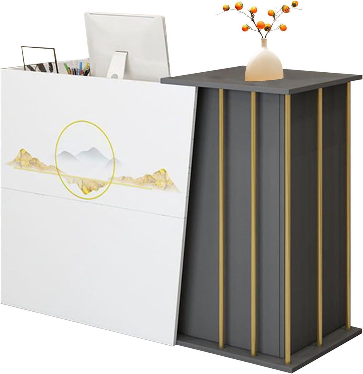Receptiebalie met Bureau - Balie Tafel - Kantoor Organisatie - Veel Opbergruimte - 100 cm - C