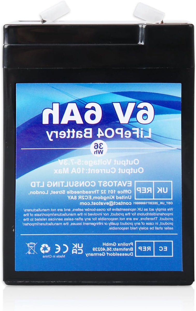 Oplaadbare 6V 6Ah LiFePO4 batterij met BMS-bescherming voor noodstroom, camera's en boten, 2000 cyclus levensduur
