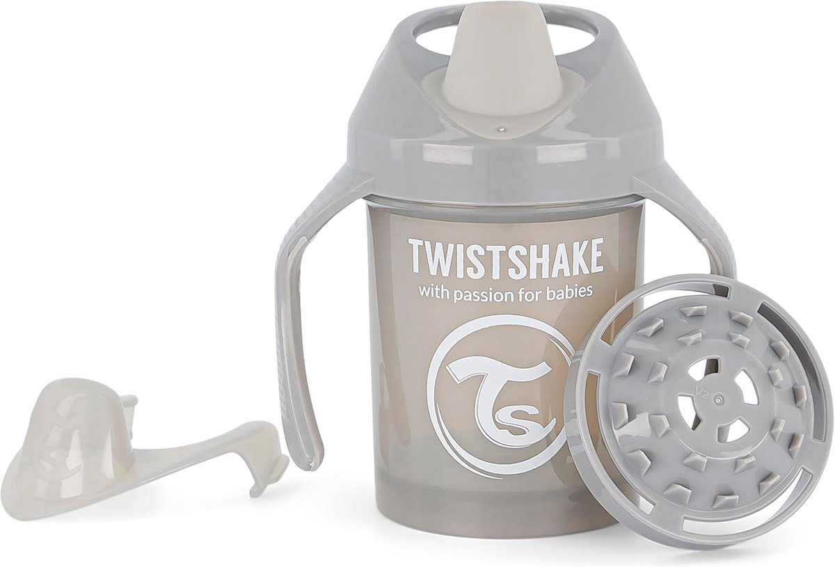 Baby Drinkbeker - Peuter Beker - Zelfstandig Drinken Leren - Fruit Mixer Ingebouwd - 230ml - Lichtgrijs