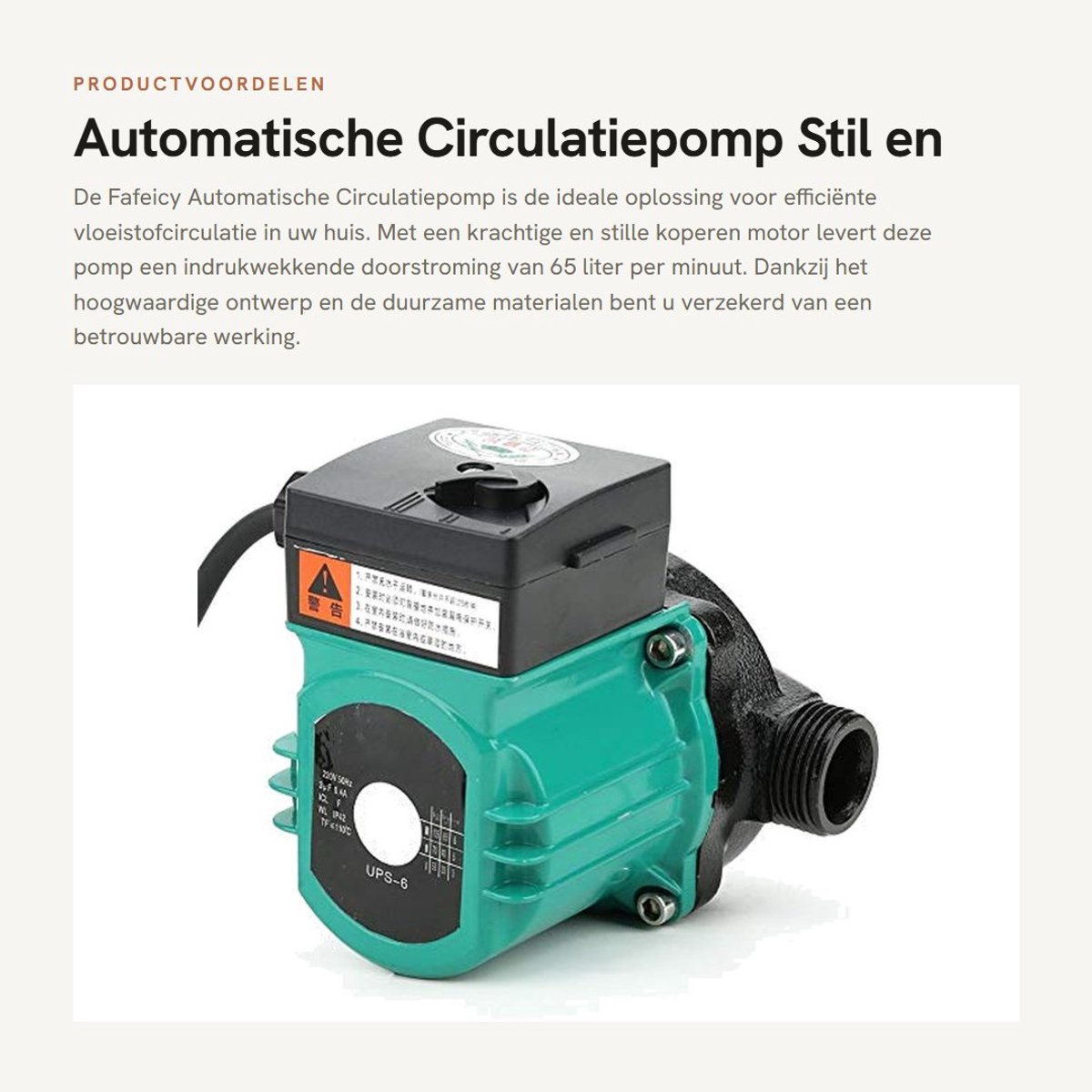 Dailygoods- Circulatiepomp - Hoogwaardige Motor - Waterpomp - RVS Behuizing - Stil - 2-110 °C Temperatuurregeling