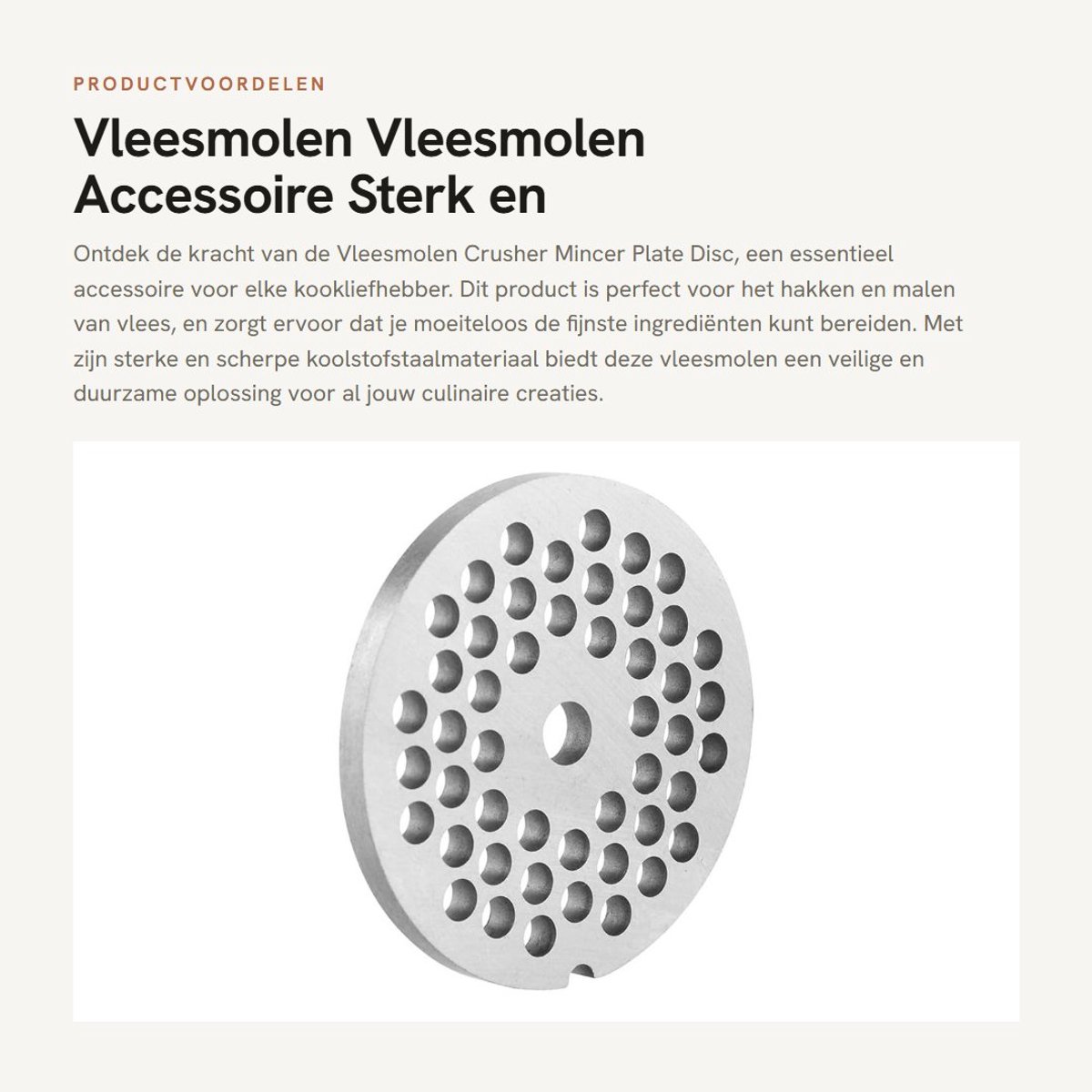 Dailygoods- Vleesmolenplaat 5mm - Vleesmolen Accessoire - Hakmolen - Koolstofstaal - Vaatwasmachinebestendig - Sterk en scherp
