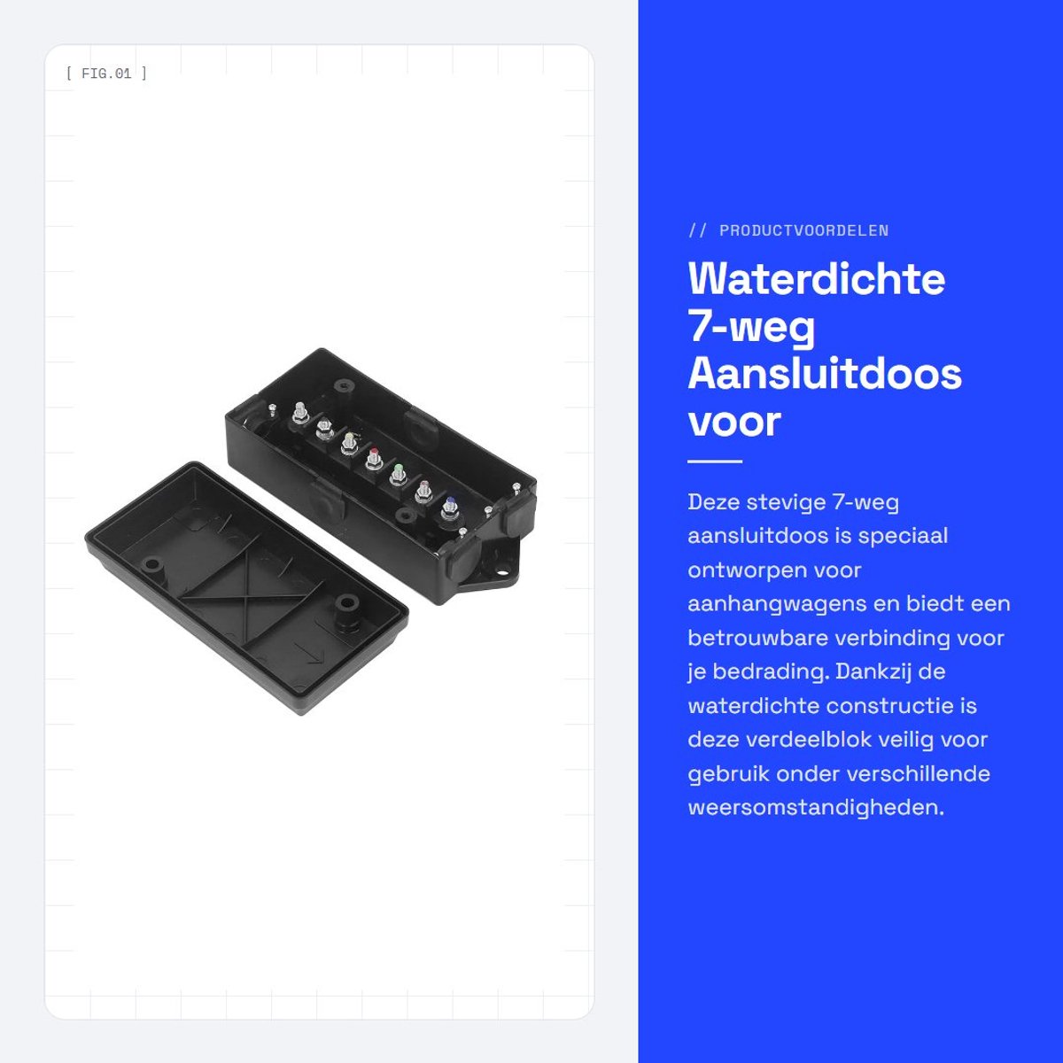 Dailygoods- Aansluitdoos Waterdicht - 7-weg Aansluitdoos - Distributieblokdoos - Aanhangwagen Connector - ABS Materiaal - Veiligheid en Duurzaamheid - Distributieblok