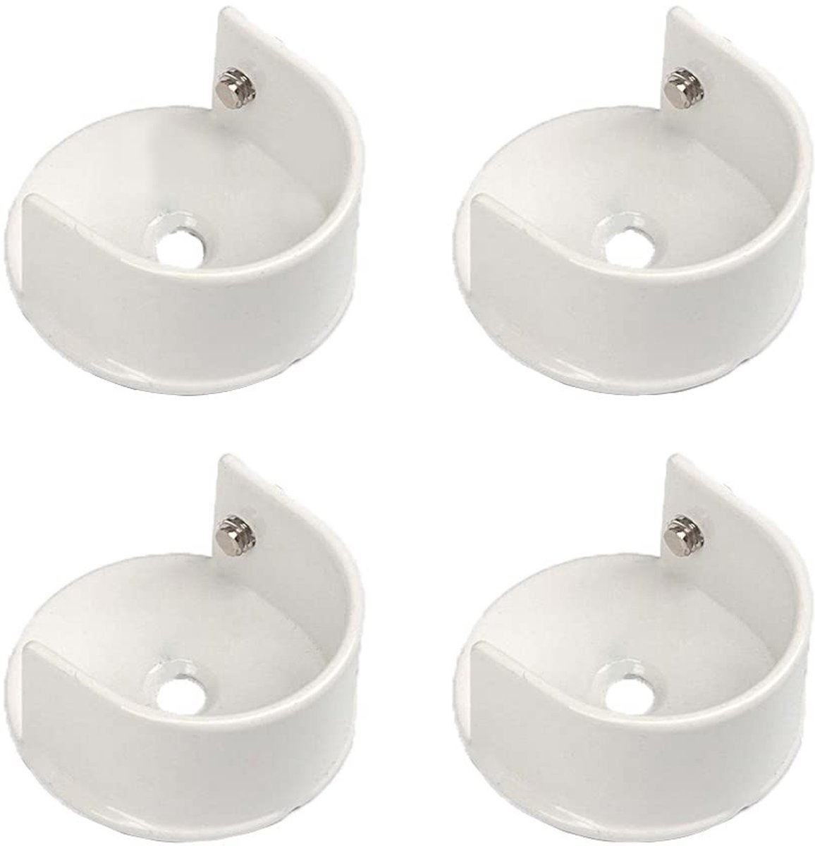 Dailygoods- Gordijnsteun Zware Kwaliteit - 4 Stuks - U-vormige Houder - Geschikt voor 28mm Stang - Inclusief Schroeven - Roestbestendig Metaal - Gordijnbeugel