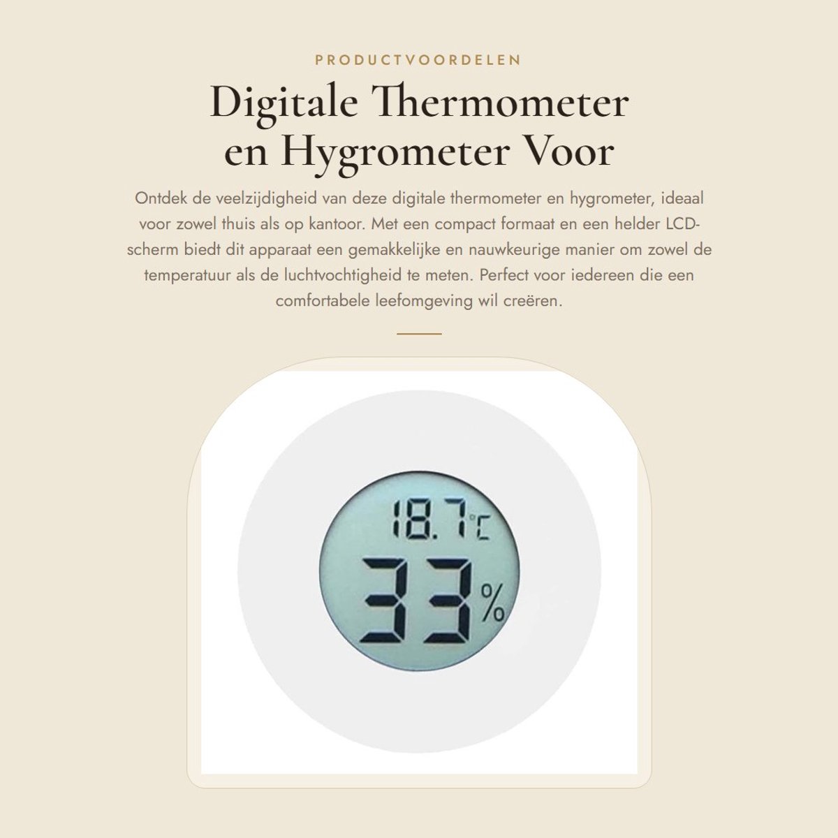 Dailygoods- Thermometer Digitale - Thermometer/Hygrometer - Temperatuurbereik - Vochtigheidsmeting - Nauwkeurigheid ± 1 °C - Afmetingen 45 x 14 mm