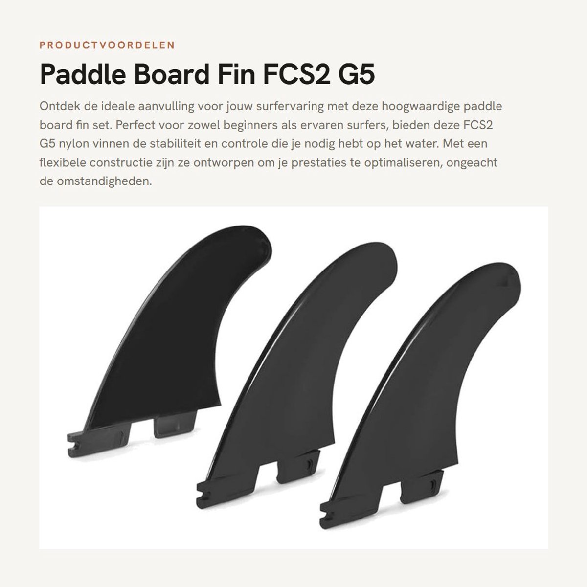 Dailygoods- Paddle Board Vinnen Set - 3 Stuks - FCS2 G5 - Flexibele Nylon - Surfaccessoires - Geschikt voor Surfplank/Paddleboard - Surfvinnen