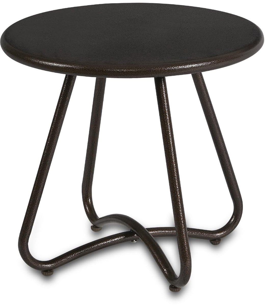 Dailygoods - Outdoor bijzettafel - Ronde tuintafel - Weerbestendig en stevig - Bruin - Accentbijzettafel voor binnen en buiten - Ideaal voor terras en...