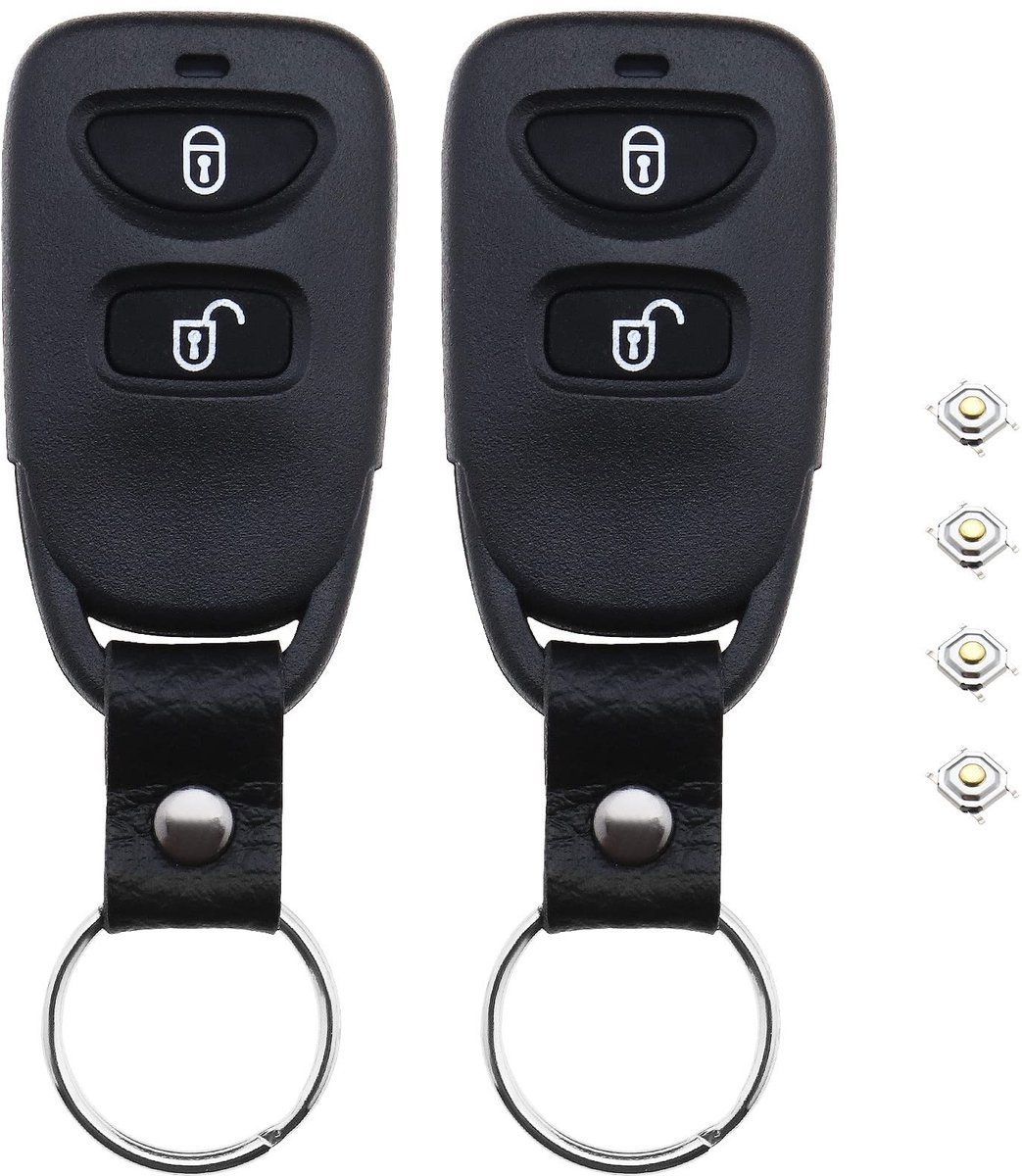 Dailygoods- Autosleutel Case Vervanging - 2 Knoppen - Compatibel met Hyundai Elantra/Santa Fe/Matrix/Trajet - 2x Sleutelhanger Behuizing - Kunststof/Metaal - Eenvoudig te installeren - Sleutelbehuizing