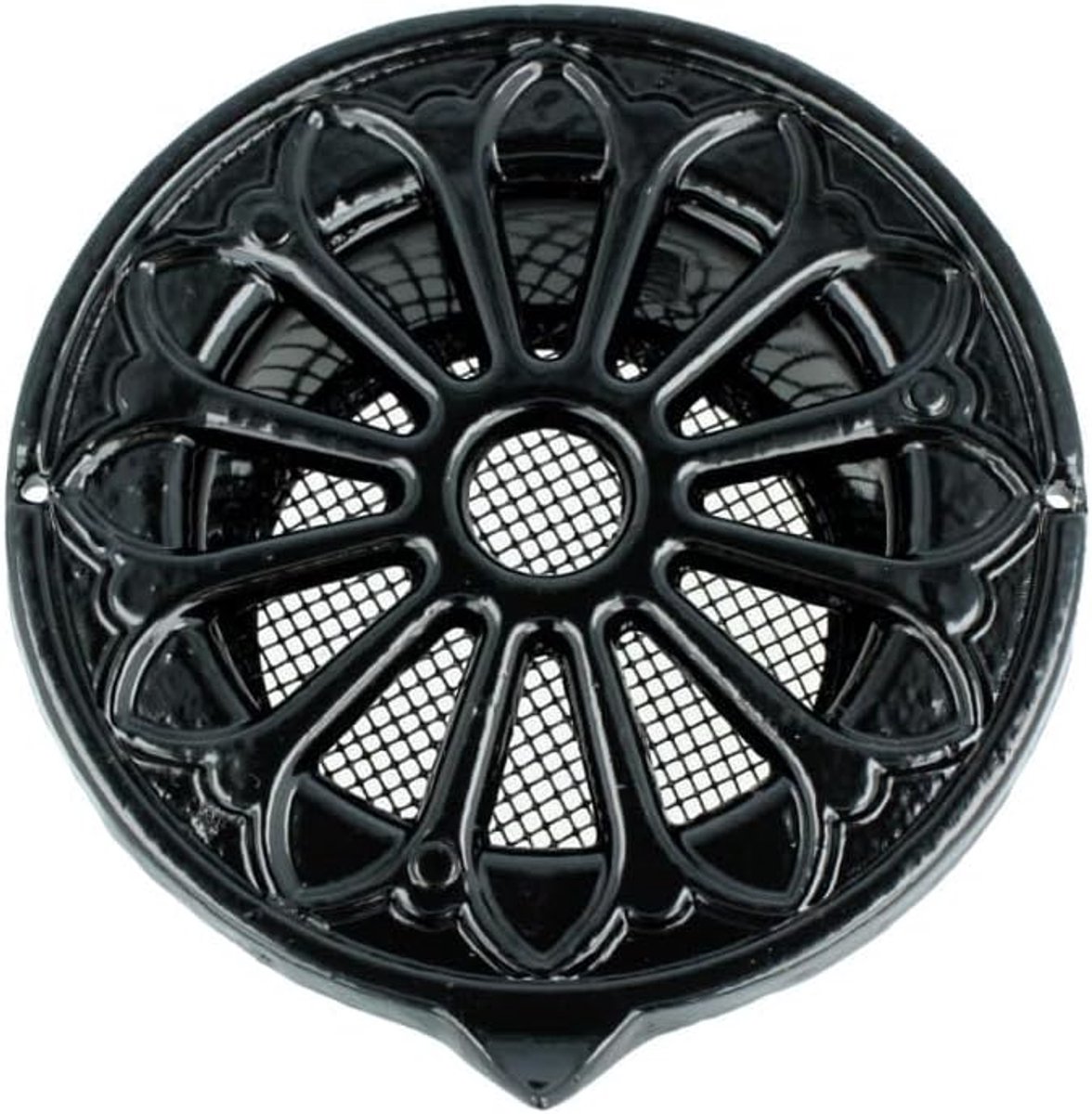 Ventilatierooster aluminium - Afvoer rooster - Luchtcirculatie verbeteren - Antieke look insectenhor - 100mm aansluiting - Zwart