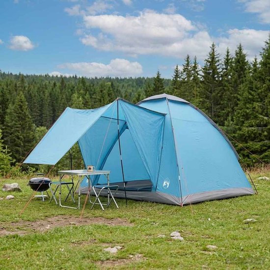 vidaXL - Kamperen - tent - met - dak - Blauw - 2-persoons - Polyester - en - Staal van Vidaxl — afbeelding 3