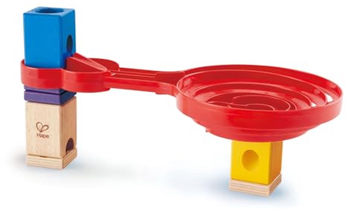 Houten Knikkerbaan - Spiraal Racebaan - Creatief Bouwen - Dubbelzijdige Spiraal - 18 Delig - Meerkleurig