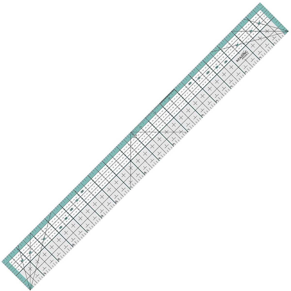 Quiltliniaal - Stofsnijliniaal - Precisie Quilten - Metalen Rand - 45 cm Lang - Transparant Blauw
