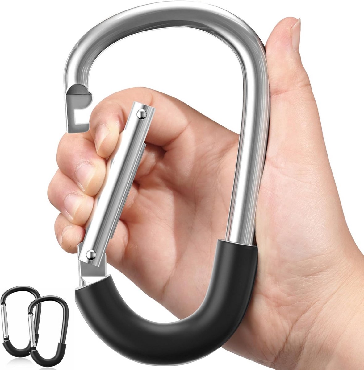 Kinderwagen Haken - Draagclips Pram - Handen Vrij - Aluminium Legering - 2 Stuks - Zilver