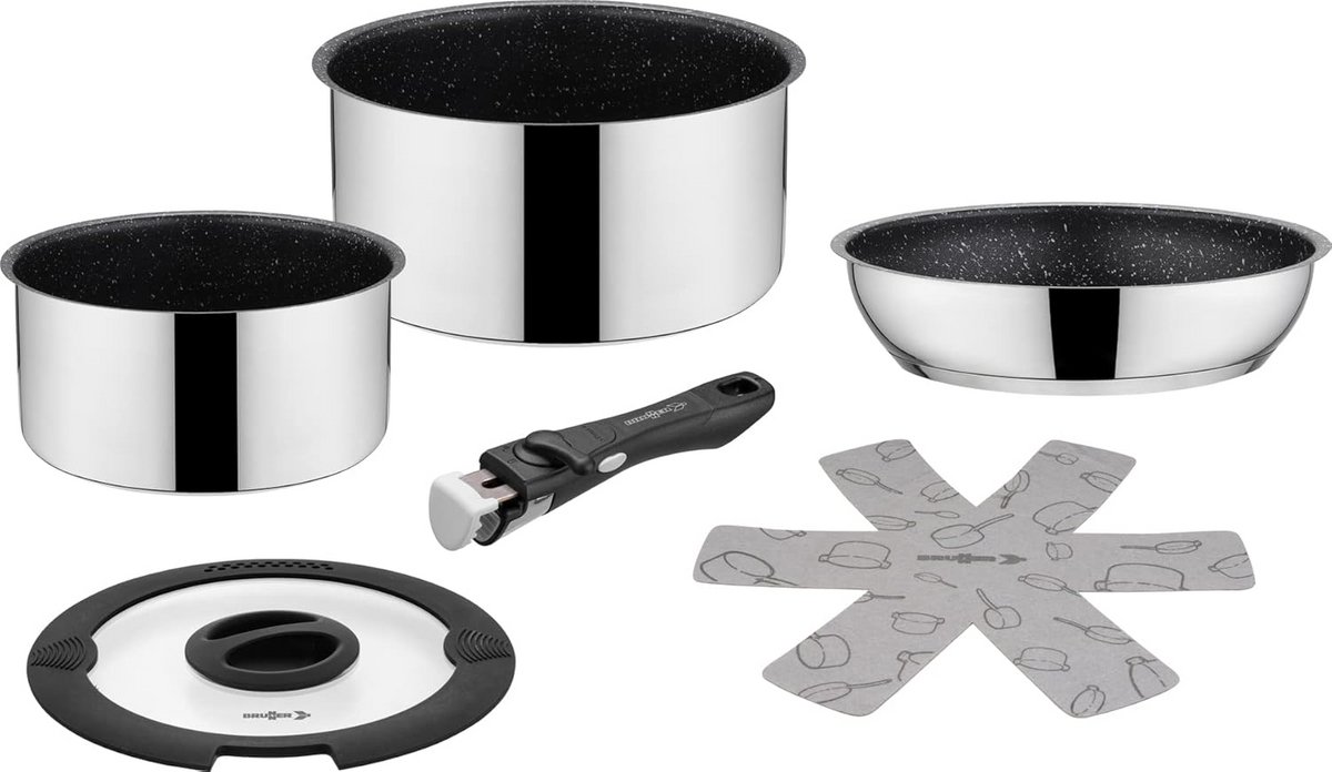 Popote pannen set - Kookset camping - Outdoor koken - Roestvrij staal - 2.8 liter - Zilver