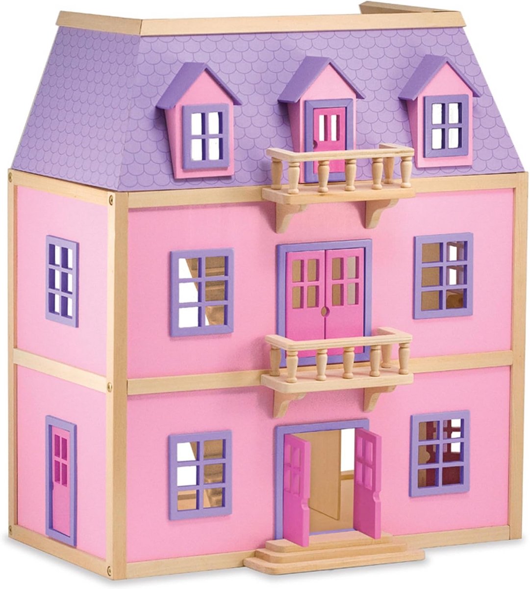 Houten Poppenhuis - Speelhuis Meubels - Fantasie Spelen - 19 Delige Set - 62 x 71 cm - Niet gespecificeerd