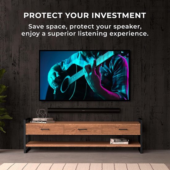 Muurbeugel Soundbar - Houder Speaker - Geluid Optimaliseren - Verborgen Ontwerp - 45.39 x 3.4 x 6.1 cm - Wit — afbeelding 2