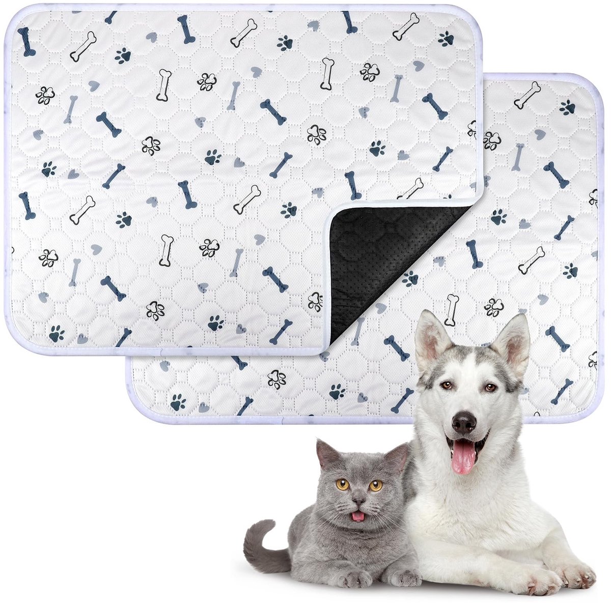 Dailygoods- Puppypads 45 x 60 cm - Wasbare/Herbruikbare - Super absorberend - Waterdicht - Antislip - 4-laags ontwerp - Hondentrainingspads