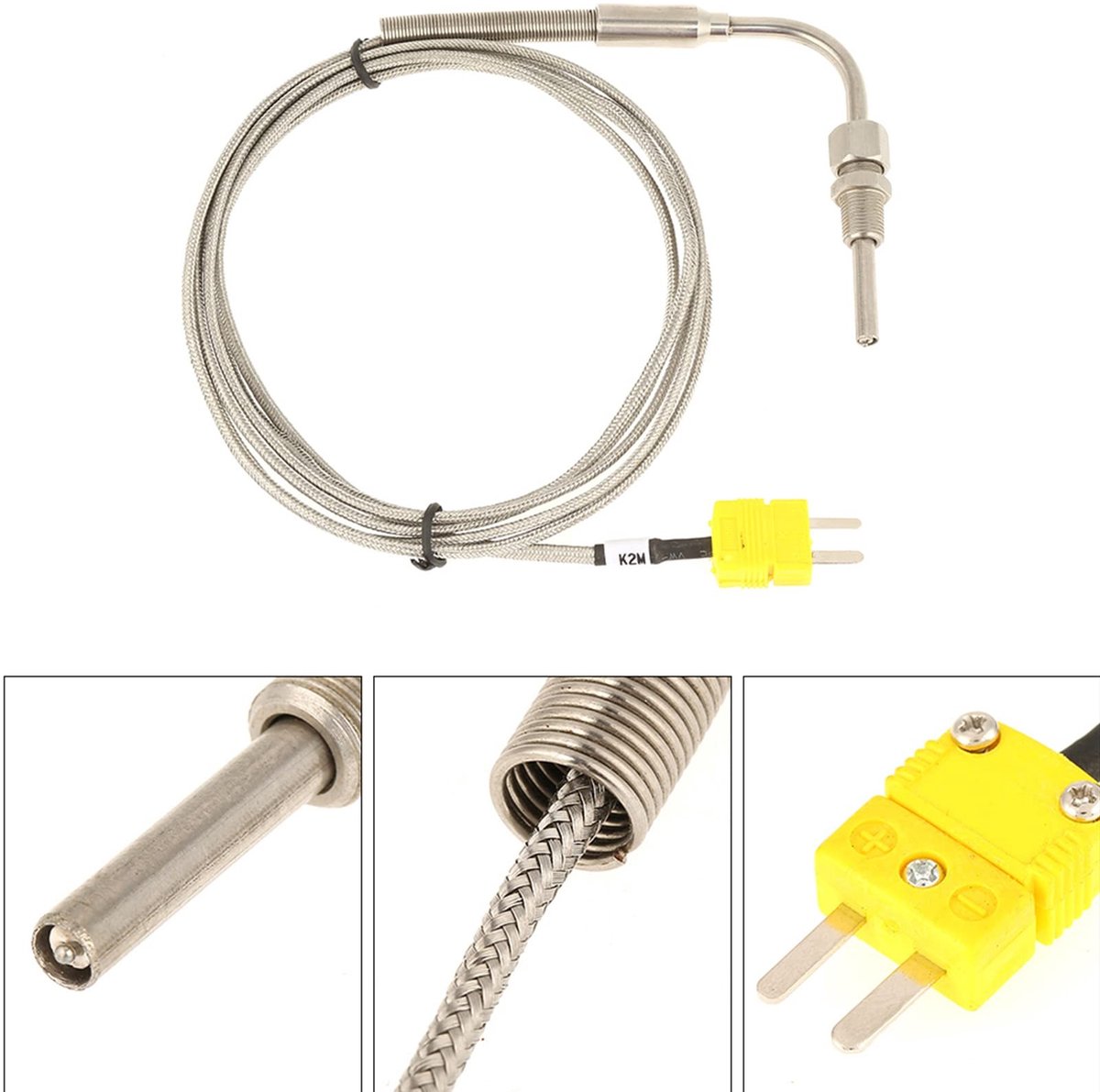 Dailygoods- Thermokoppel Hittebestendig - Temperatuursensor - Uitlaatgastemperatuursonde - Gele Connector - Betrouwbare Werking - EGT Thermokoppel
