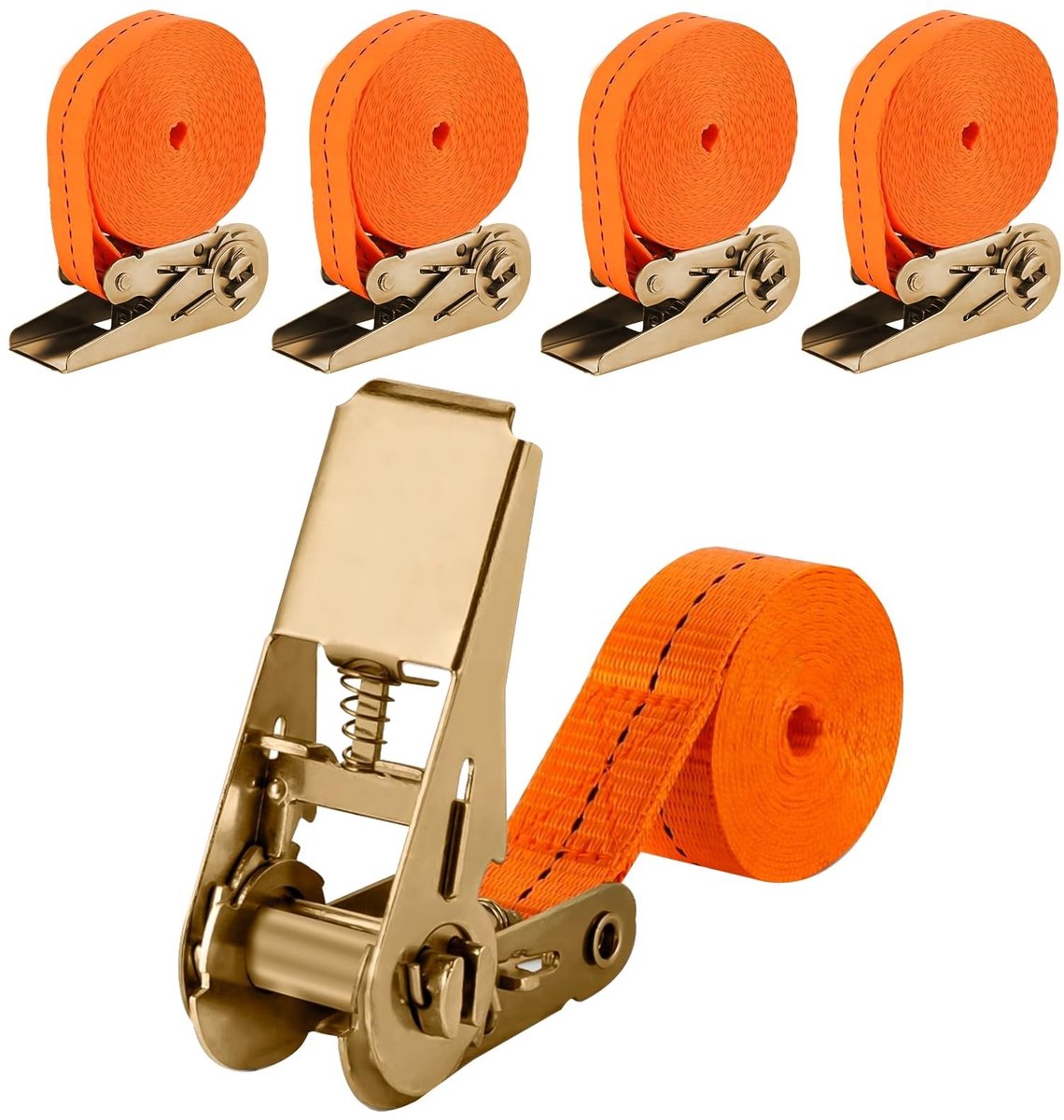 Dailygoods- Spanbanden met Ratel - 4 Stuks - 6 m x 2,5 cm - Sjorbanden - Materiaaltransport - Voor Auto/Motorfiets - Geschikt voor Vaste Lading - Sjorband