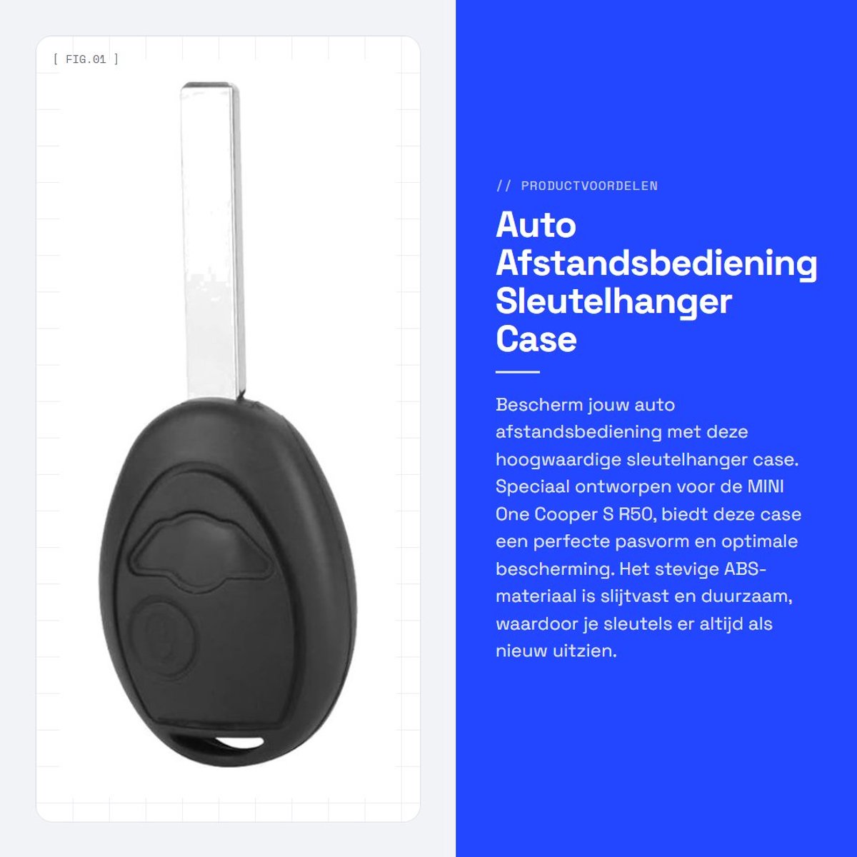 Dailygoods- Afstandsbediening Sleutelhanger Case - Hoogwaardig ABS - 2 Knoppen - Duurzaam - Bescherming tegen Slijtage - Eenvoudige Installatie - Autosleutelcover