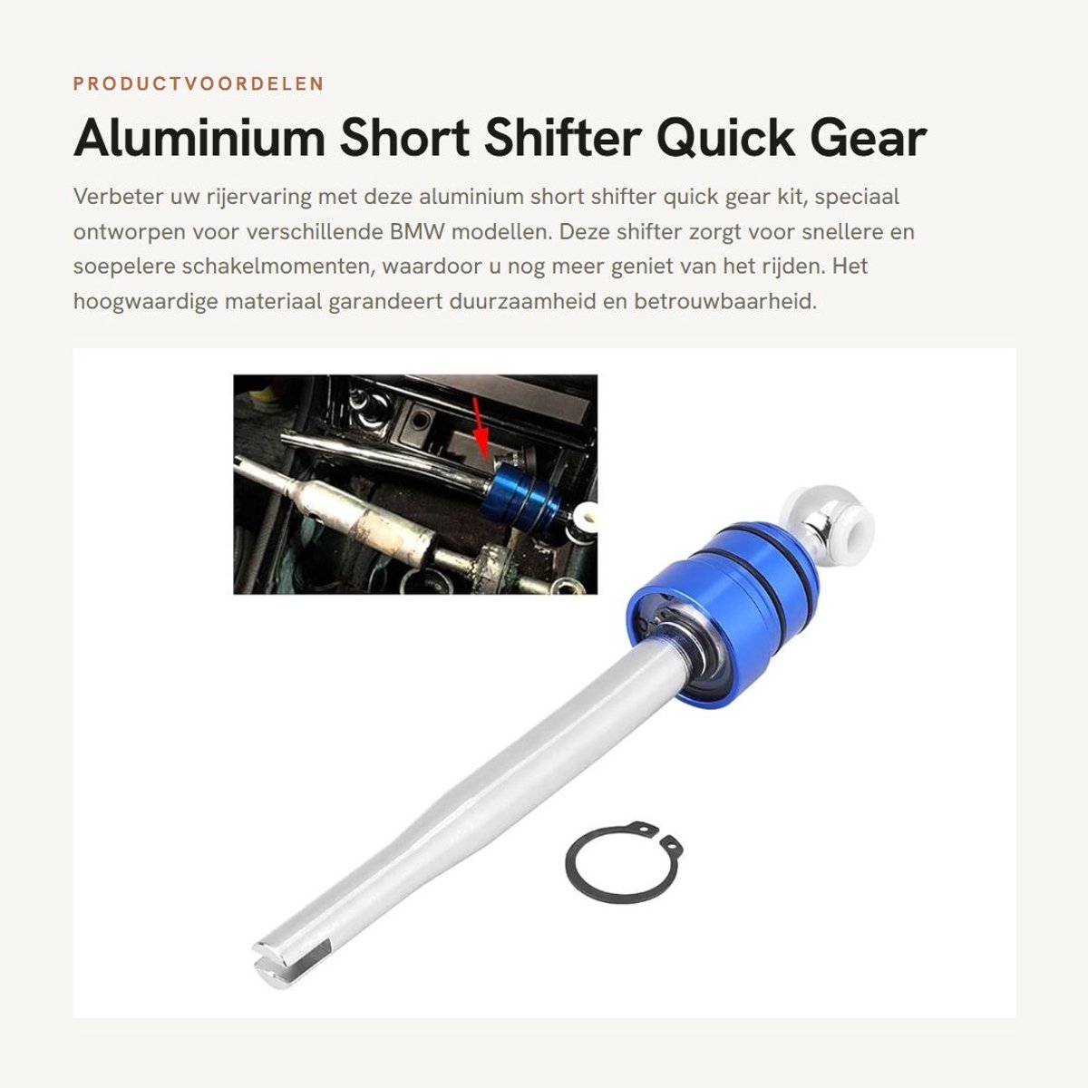 Dailygoods- Versnellingspook Hoes Aluminium - Quick Shift - Short Throw - E30/E36/E39/E46/M3/M5 - Hoge Betrouwbaarheid - Slijtvast