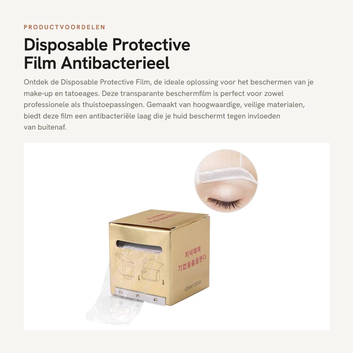 Dailygoods- Wenkbrauwfolie 42 mm x 200 m - Antibacteriële Film - Waterdicht - Professioneel Design - Veilig en Milieuvriendelijk - Tattoo Film