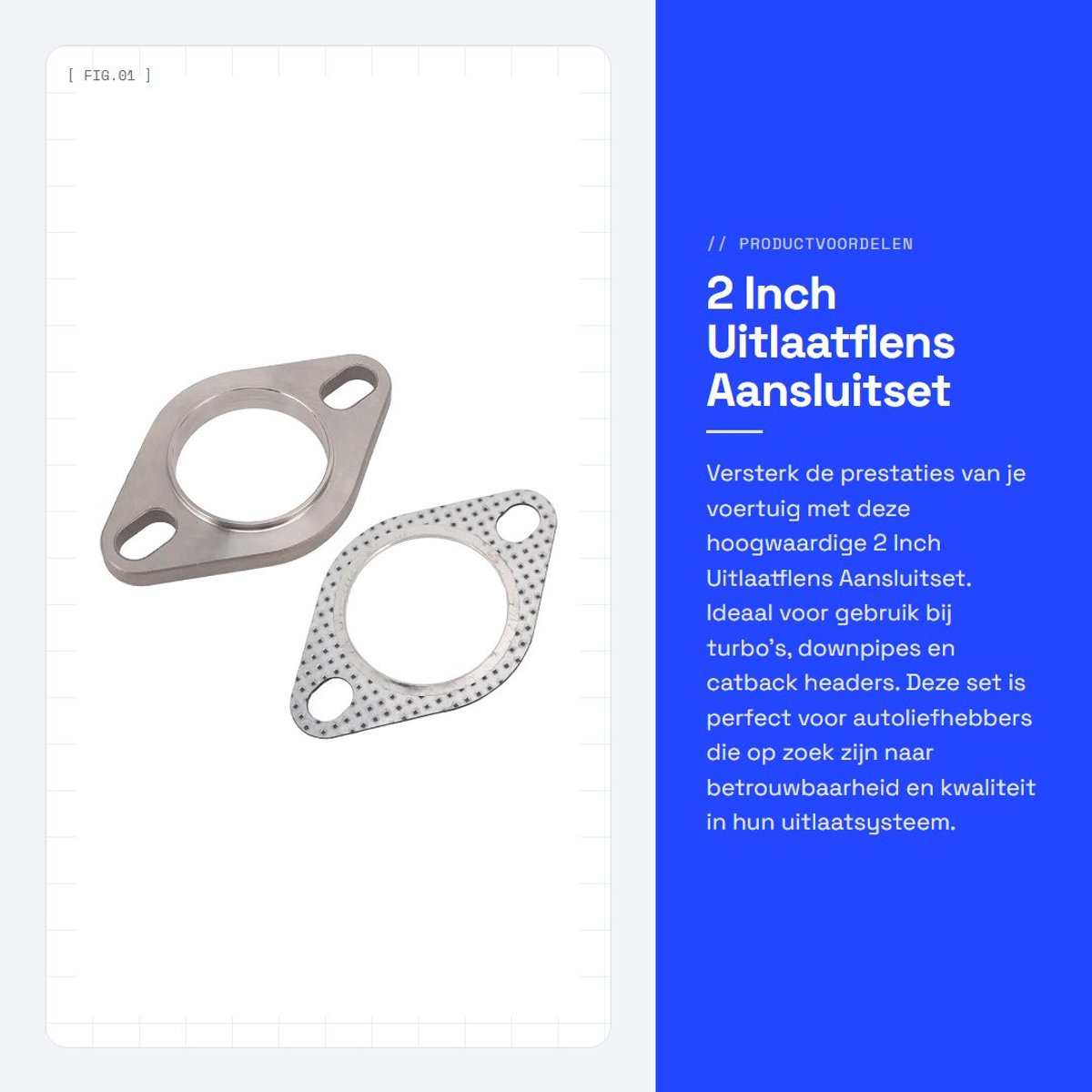 Dailygoods- Uitlaatflens Aansluitset - 2 Inch Flens/Packing - 2 Schroeven - Roestvrij Staal - Hoge Temperatuurbestendigheid - Sterke Afdichting - Uitlaatpakking