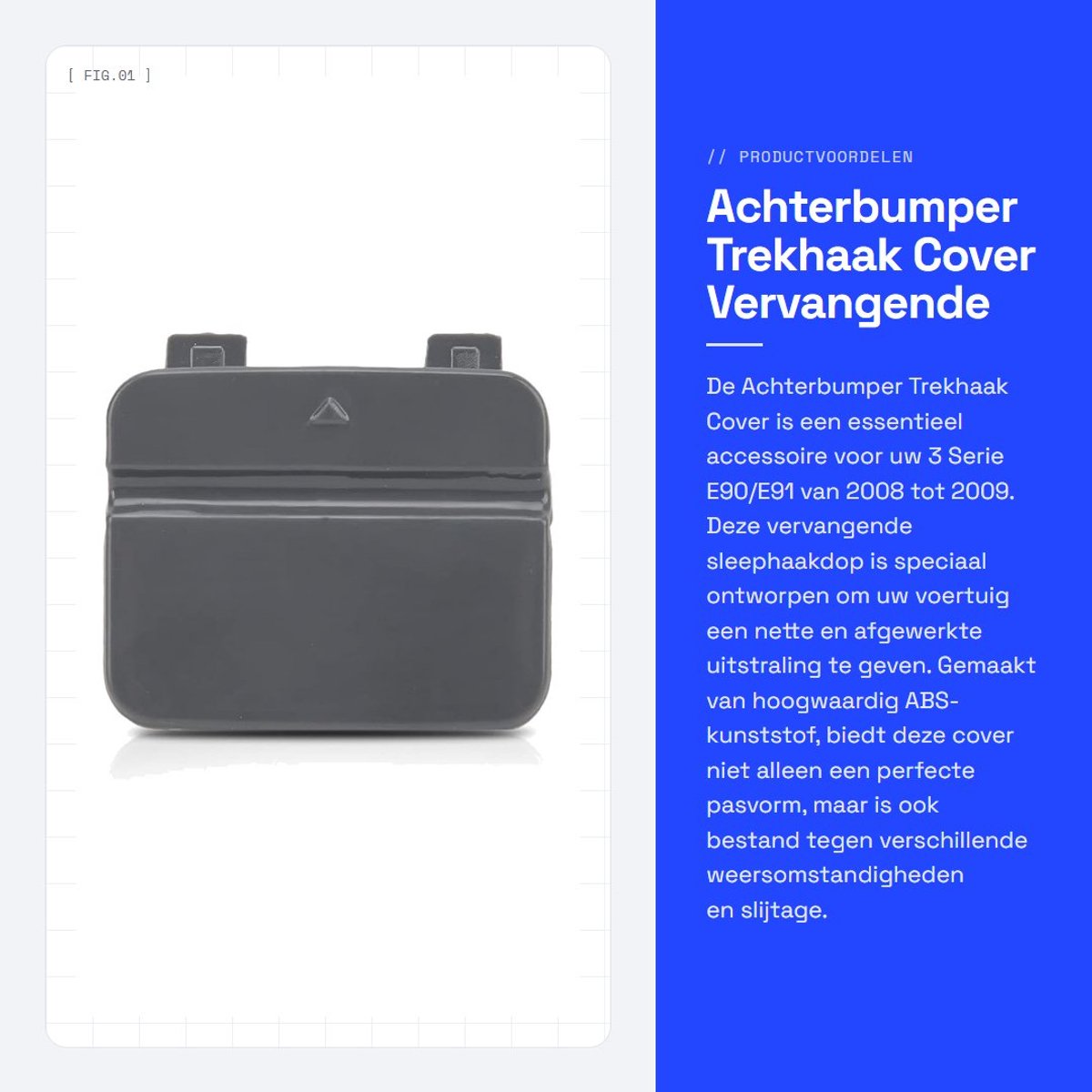 Dailygoods- Achterbumper Bescherming - Trekhaak Cover - Vervanging 51127202673 - ABS-Materiaal - Slijtvast - OEM-Design - Lange Levensduur - Trekhaakdop