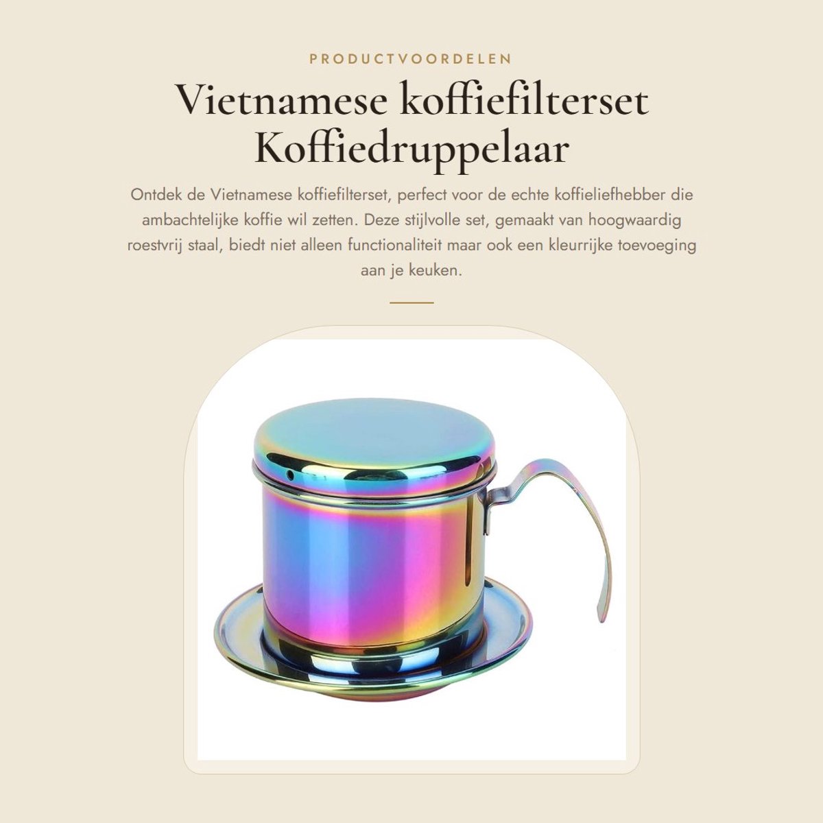 Dailygoods- Koffiefilterset Grote Capaciteit - Roestvrij Staal - Vietnamese Koffiedruppelaar - Handvat met Comfortabele Grip - Hoge Dichtheid Filter - Decoratieve Kookpan - Koffiezetapparaat