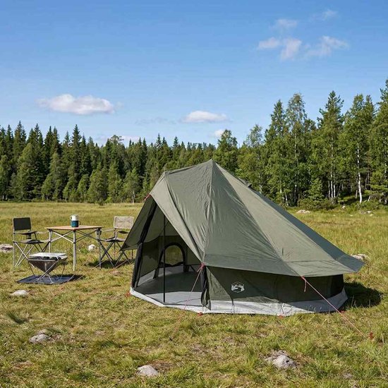 vidaXL - Tipi - Tent - Leger - Groen - 700 - x - 700 - x - 395 - cm - Polyester - en - Staal van Vidaxl — afbeelding 2
