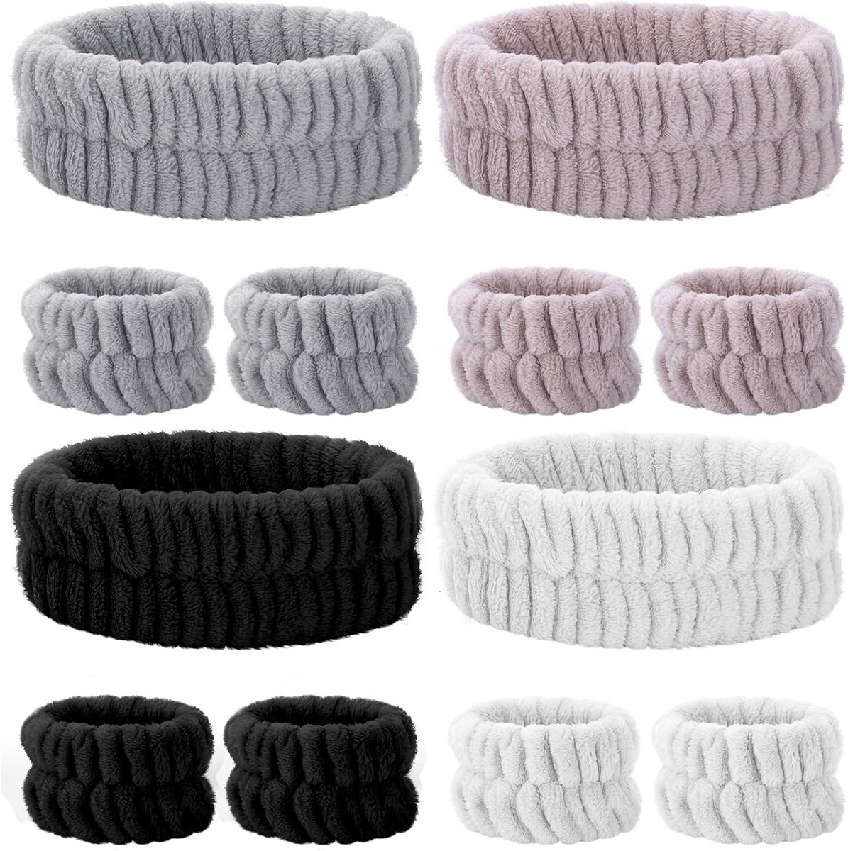 Spa hoofdband - Make-up set - Gezicht reinigen - Zacht koraalfleece - 12 stuks - Meerdere kleuren