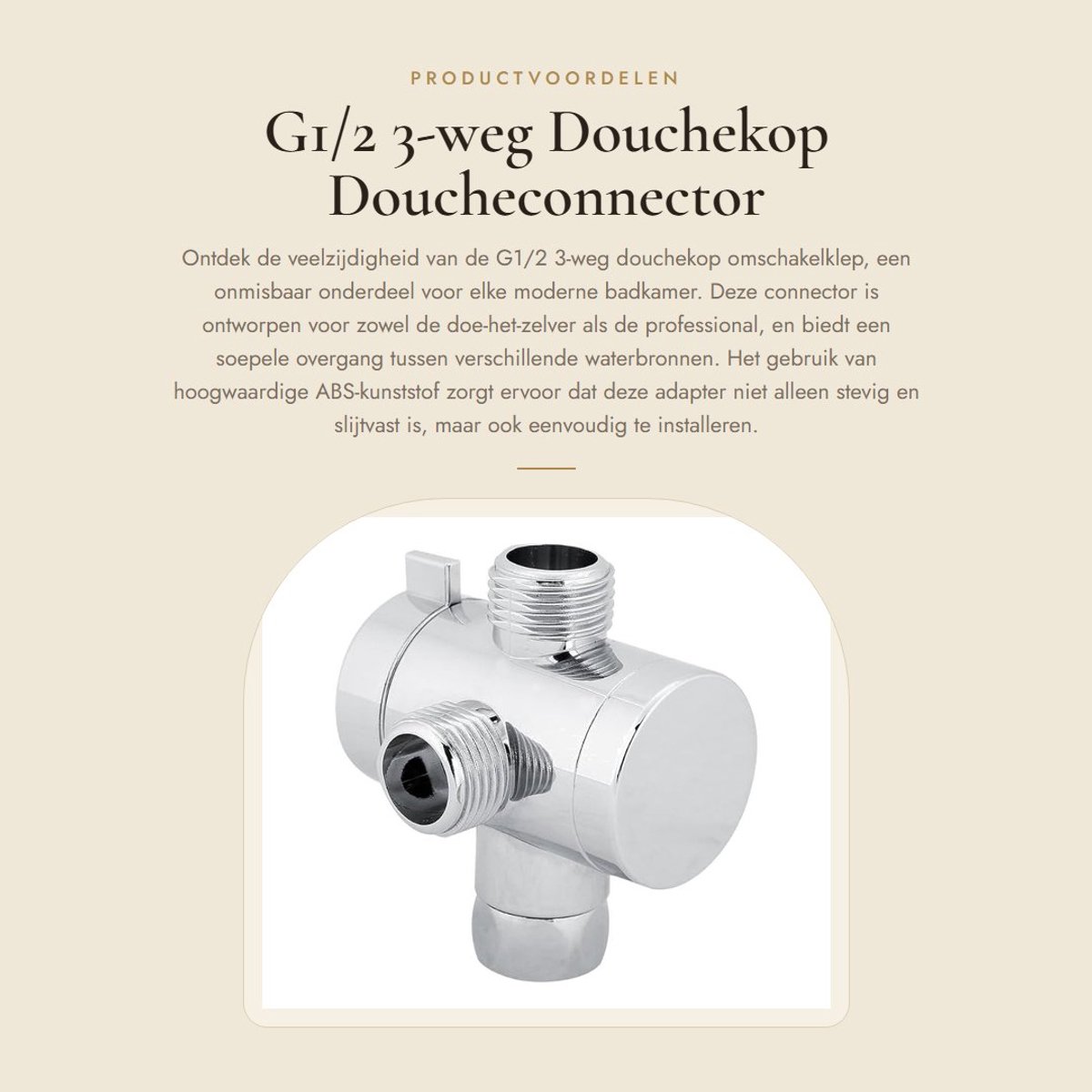 Dailygoods - G1/2 3-weg Douchekop - Doucheconnector - Slijtvast en stevig - Universeel formaat - Waterstroom omleiden - Geschikt voor thuisbadkamer -...