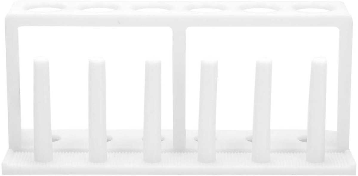 Dailygoods- Testbuisjeshouder 6 Gaten - Reageerbuisrek - Kunststof - Laboratoriumgebruik - Wit - Gatdiameter 25 mm