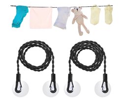2 stuks Uitschuifbare waslijn - 1.5m en 3m - Elastische Kledinglijn - Waslijn Camping - Drooglijnen - Roldrooglijn - Met haken en zuignap - Geschikt voor kamperen in de buitenlucht en voor gebruik in de wasdroger