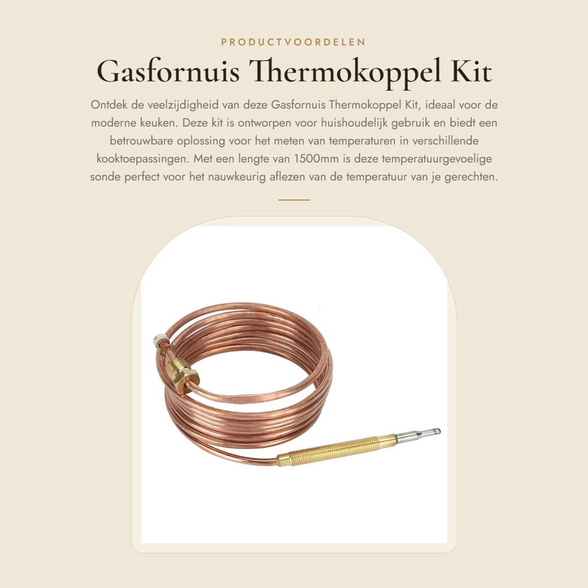 Dailygoods- Thermokoppel Kit 1500mm - Temperatuursensor - Huishoudelijk Gebruik - Metaal - Bescherming - Kwaliteitsproduct
