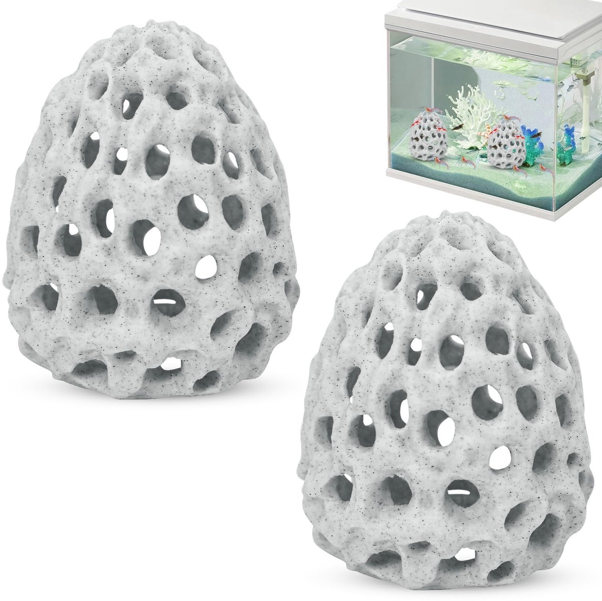 Dailygoods- Garnalenkoepel Duurzaam - Aquarium Grot - Schuilplaats voor Betta - Ornament voor Garnalen - Visgrot met Zuignap - Verstopplek voor Vissen