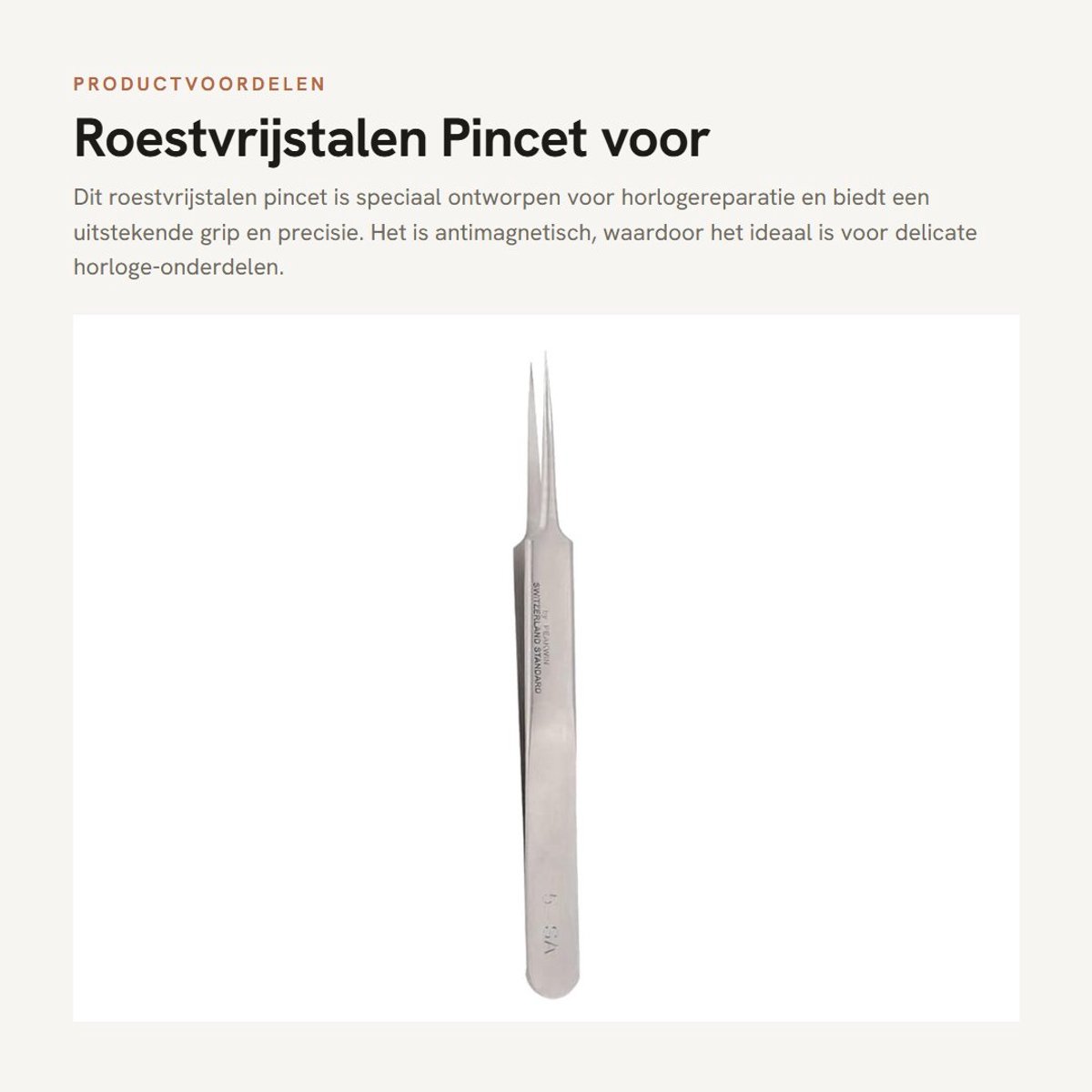 Dailygoods- Pincet Roestvrij staal - Pincet horlogereparatie - Pincet hoge hardheid - Antimagnetisch pincet - Precisie pincet - Geschikt voor reparateur - Horlogepincet