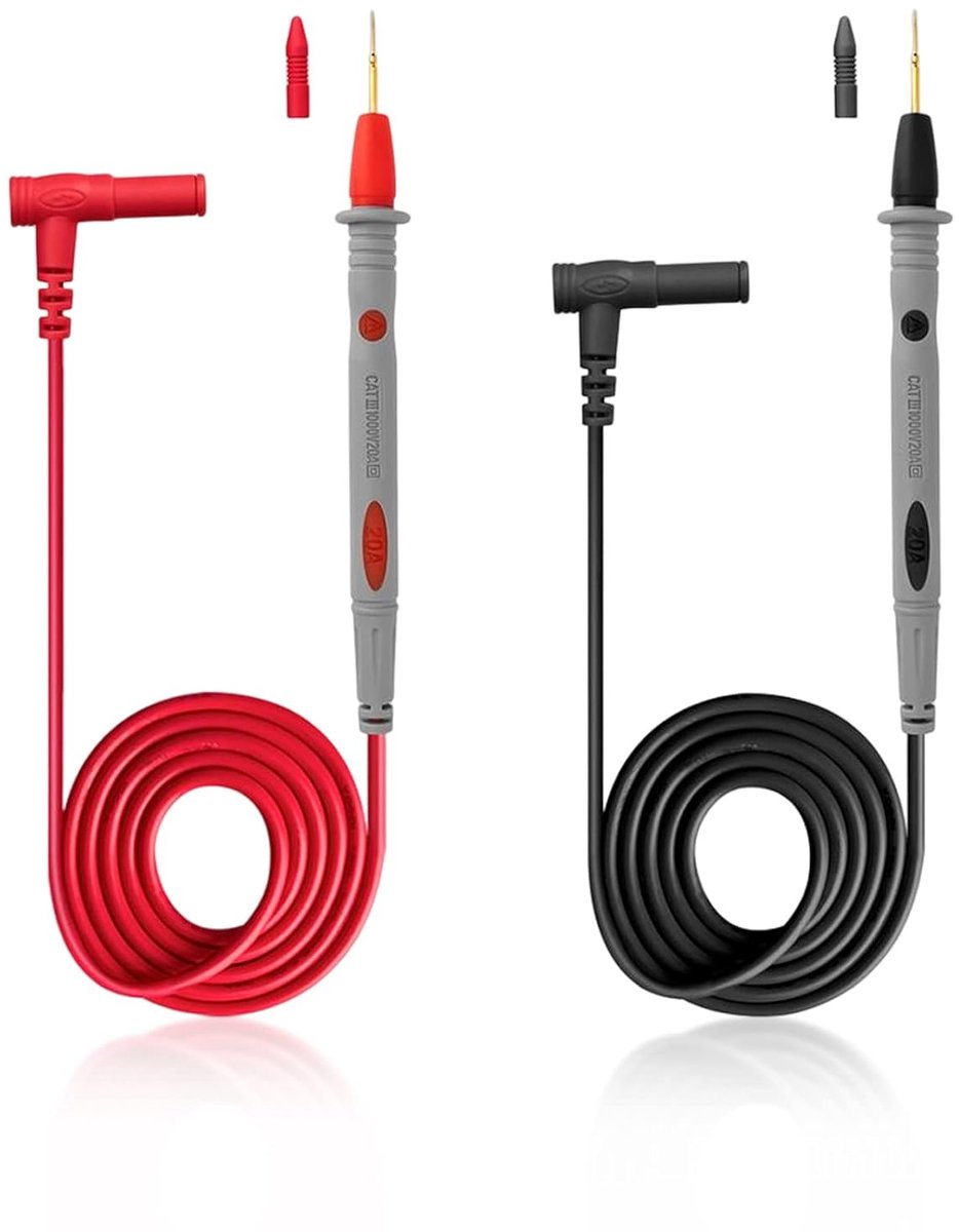 Multimeter Testkabels - Meetsonde Set - Elektrische Metingen - Dubbele Isolatie - 1000V 20A - Zwart Rood