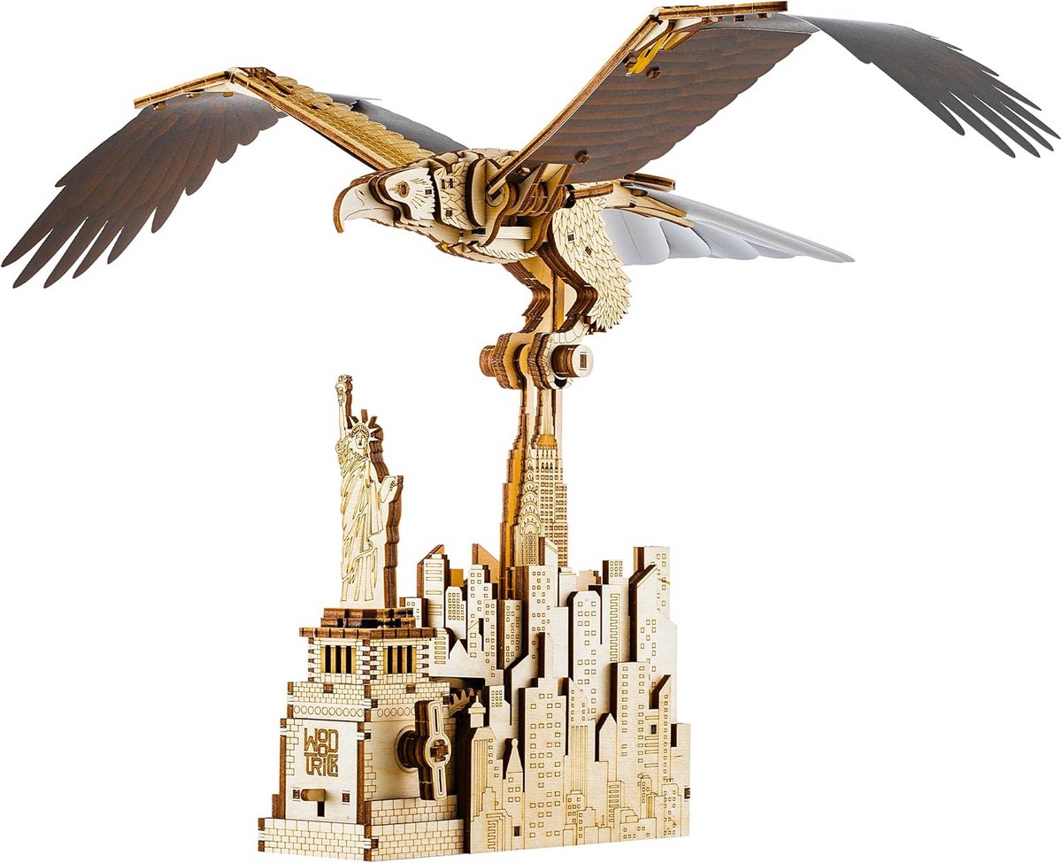 Houten 3D Puzzel - Modelbouw Kit - Creatief Hobby - Mechanische Vleugels - 28.5 x 29.5 x 62 cm - Houtkleur