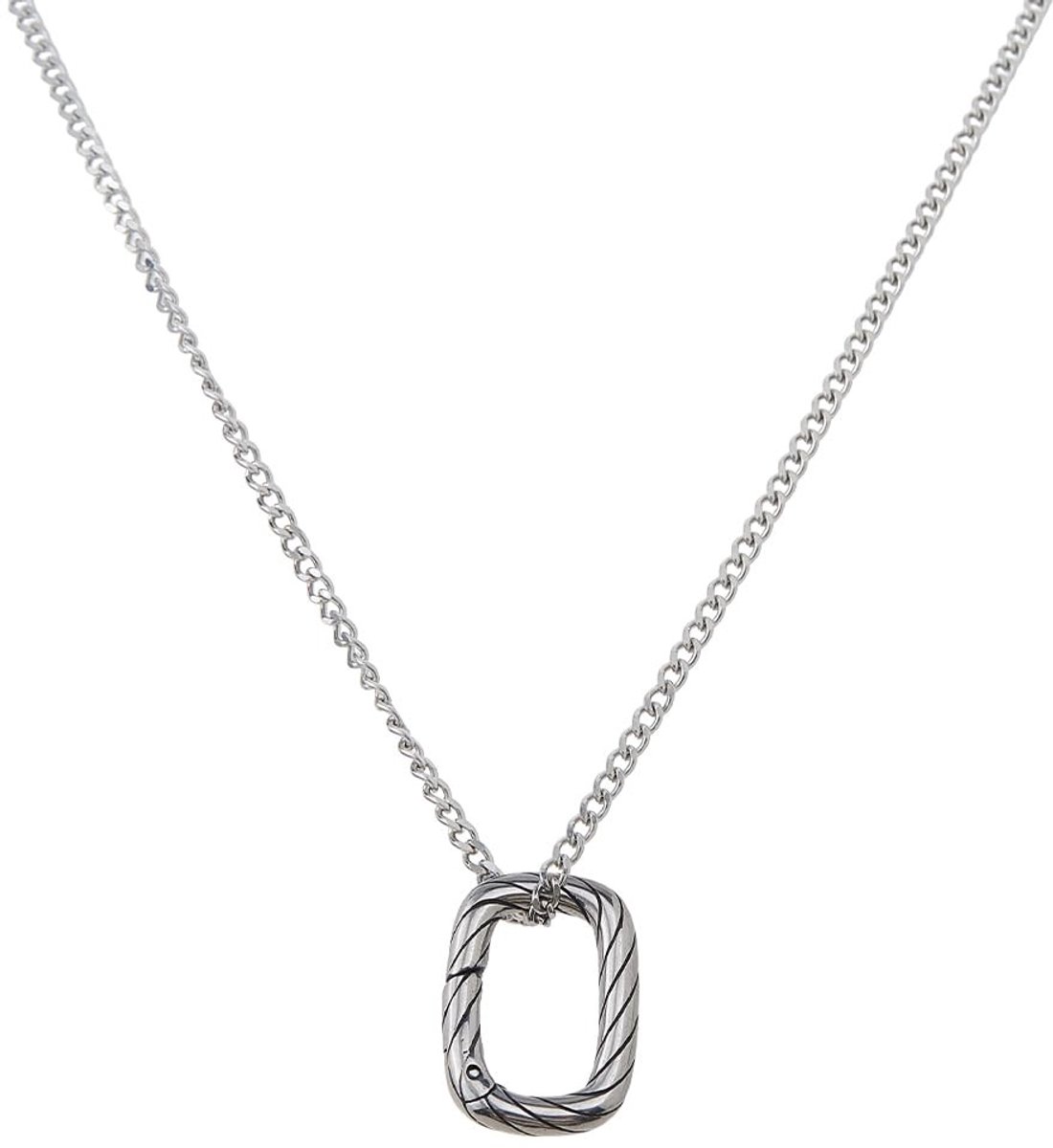 Dailygoods- Ringhouder Stijlvol - Roestvrij Staal - Hanger 21,5 mm - Ketting 55 cm - Fluwelen Zakje - Elegant Spiraalpatroon - Sieraad