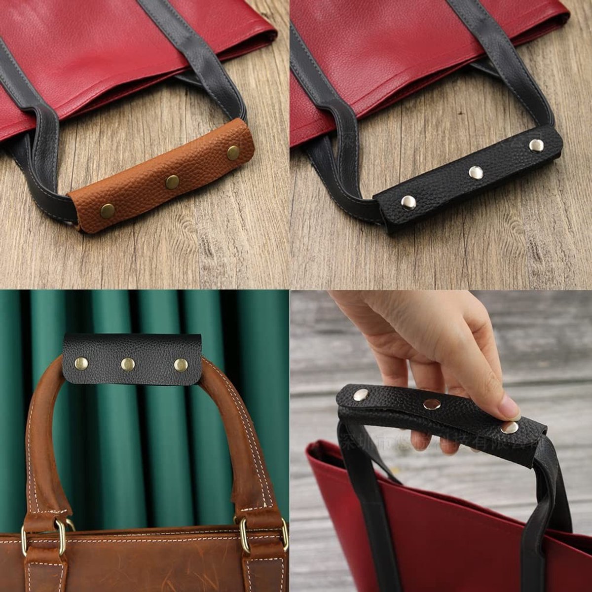 Dailygoods- Handvat - 2 Stuks PU Lederen Wrap Covers - Tas Grip Beschermers - Zacht en Duurzaam - Elegante Uitstraling - 13 x 9 cm - Tasgrip
