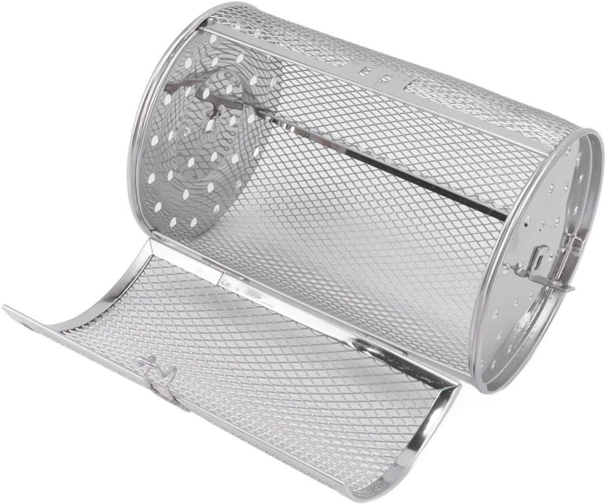 Dailygoods- Grillmand Roestvrij Staal - Rollende Grillmand - BBQ Accessoires - Groenten/Vlees Grillen - Eenvoudig Schoon te Maken - Beweegbare Deur - Grillrooster